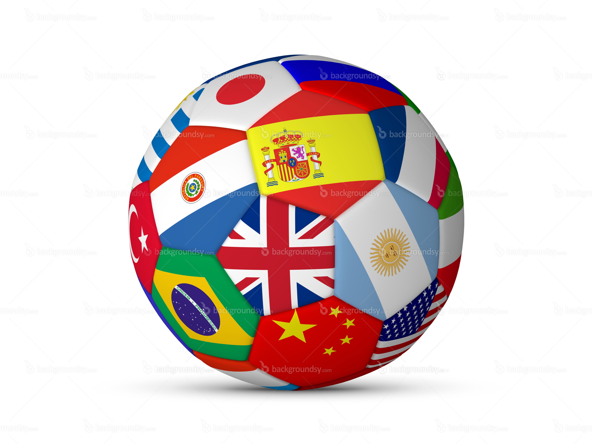 Football ball with flags  Backgroundsy.com