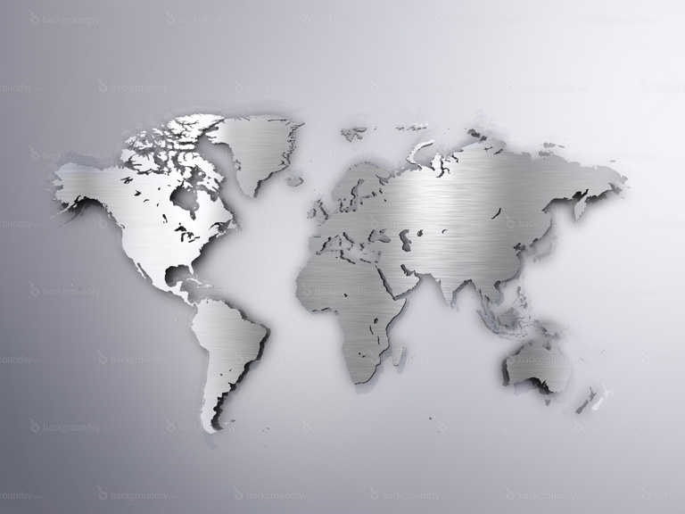 Blank metal world map